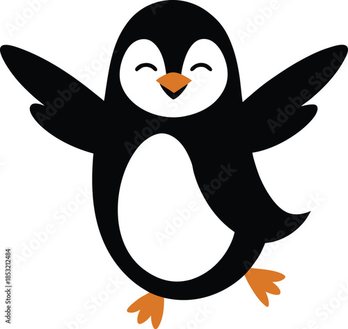 Penguin colorful vector illustration with editable stroke and animal