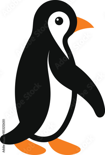 Penguin colorful vector illustration with editable stroke and animal