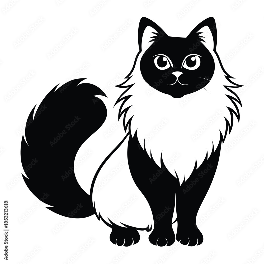 Obraz premium himalayan cat line art silhouette vector illustration