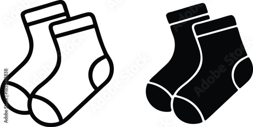 Casual Footwear Cotton Ankle Socks For Men And Women Apparel Clothing Fashion Retail Mockup Design Vector Silhouette and Pictogram Icon Set.eps