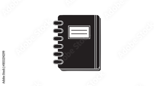 Black spiral bound notebook with blank cover and white lines Keywords: notebook, spiral bound