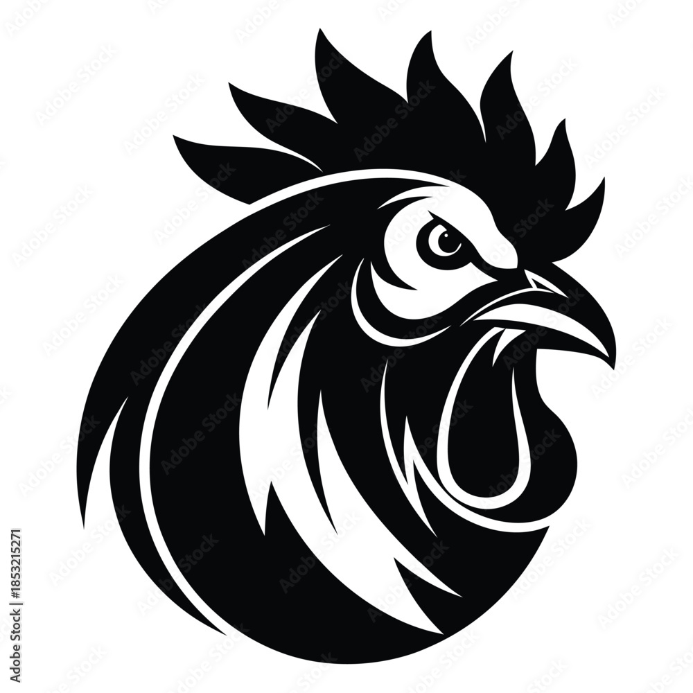 Obraz premium head of a rooster logo line art silhouette vector illustration