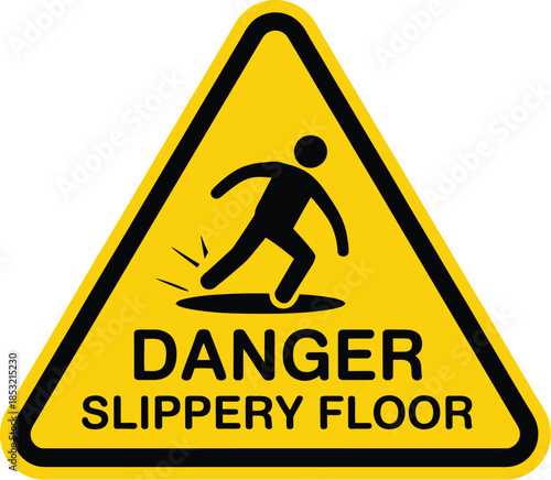 Warning sign for slippery floor with danger symbol