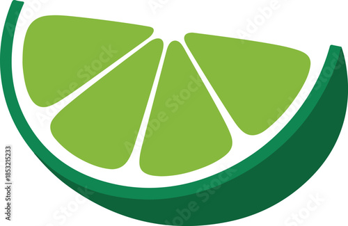 Green lime slice Silhouette vector icon fresh citrus wedge illustration for design