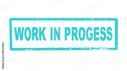 Work in Progress Stamp - Teal and White