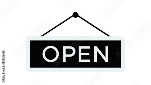 Simple 'Open' sign graphic for business establishments, indicating availability and readiness for customers, perfect for shop displays and commercial notifications