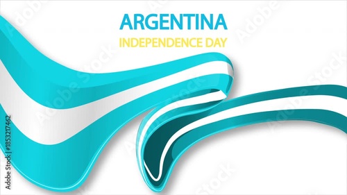 Argentina independence day ribbon flag, art video illustration.