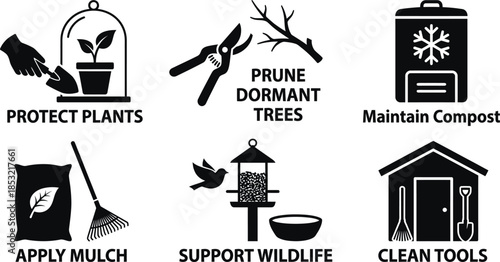Winter Garden Care Infographic Vector Elements