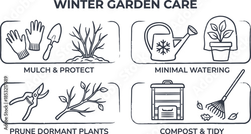 Winter Garden Care Infographic Vector Elements