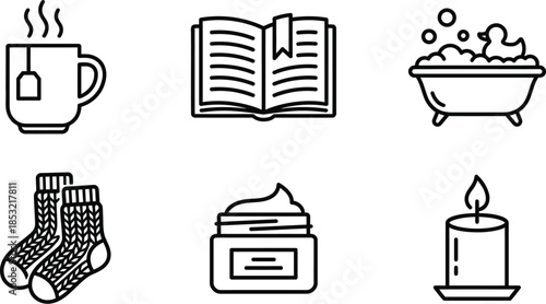 Winter Self-Care Routine Icons Vector Illustration
