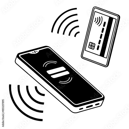 Title: Two smartphones with wireless signal and a numeric keypad on one of the screens