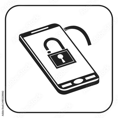 Title: A smartphone with a large lock on its screen indicating security and privacy protection