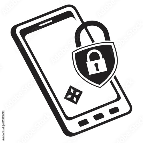 Title: A tablet with a shield and lock on its screen symbolizing security and data protection