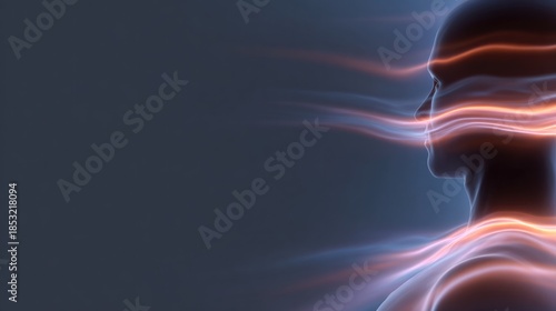 Ethereal silhouette with flowing energy waves representing inner