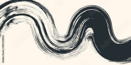 Black Textured Dry Brush Stroke for Creative Design. Artistic dirty paint brush stroke, bold brush stroke smear silhouette