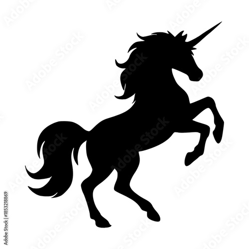 Silhouette of a rearing horse isolated on transparent background