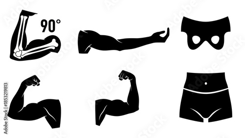 Human body anatomy illustrations arms elbows and pelvis silhouettes