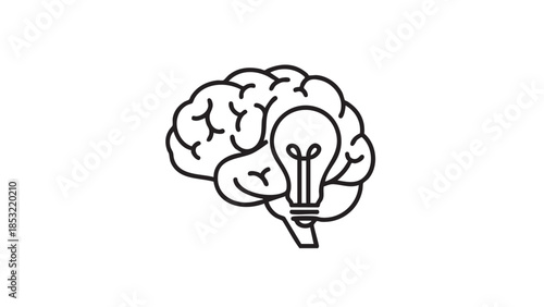 Human Brain with a Light Bulb Inside Symbolizing Idea and Knowledge Keywords: brain, light bulb