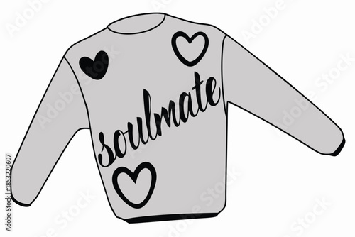 sweater with soulmate in a script font surrounded