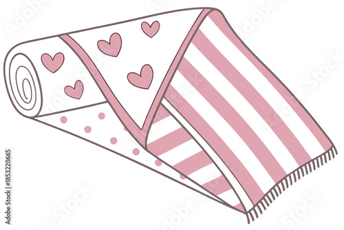 throw blanket pattern with mini hearts and stripes