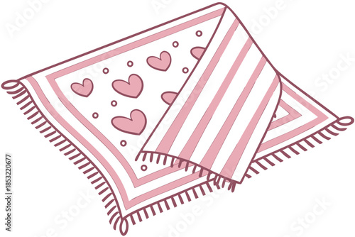 throw blanket pattern with mini hearts and stripes