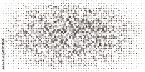 An abstract halftone texture. A chaotic pattern of black dots on a white background