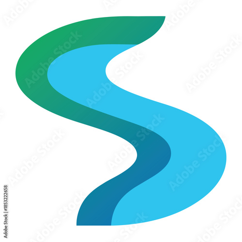 Winding river path water stream vector illustration white background
