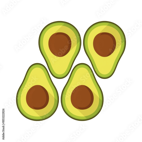 Vibrant avocado halves arranged in a modern pattern