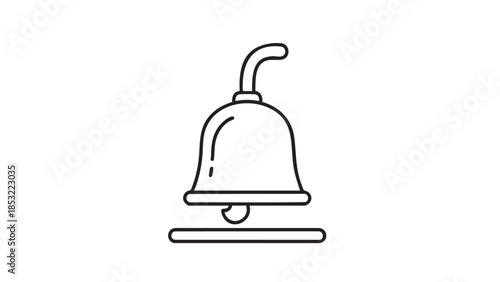 Simple line of a bell on a flat surface Keywords: bell, ringing, sound, alert, notification