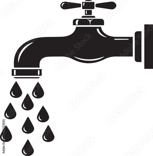 water tap with water dripping illustration