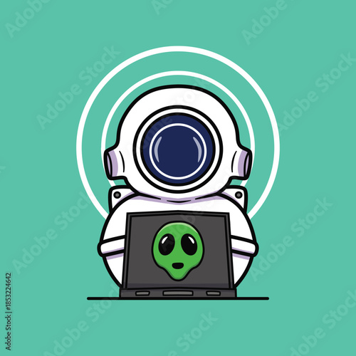 Gambar kartun main laptop dengan format Vector