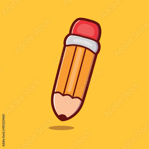 Pencil cartoon picture with an eraser on it