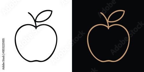 Apple Fruit Line Icon – Minimal Food Symbol