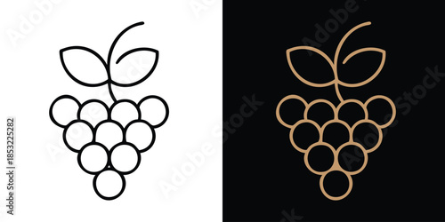 Grapes Line Icon – Fresh Fruit Symbol