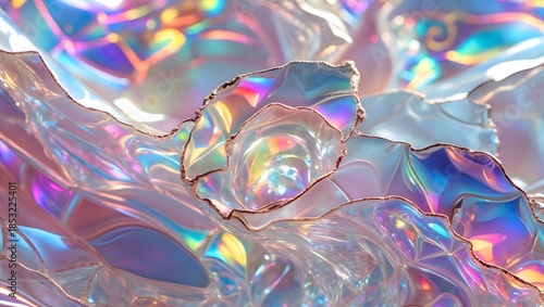 Iridescent Crystal Surface with Soft Light Refraction Abstract Background

