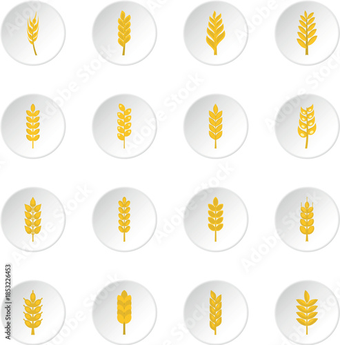 Ear corn icons set in flat style