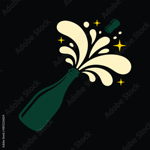 Champagne Pop and Splatter Vector Illustration