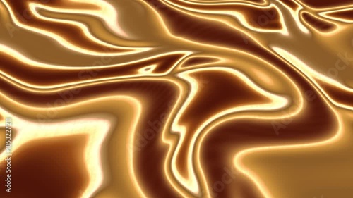 Abstract liquid gold flow on dark background. Loop animation