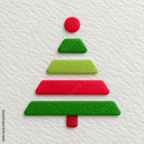 Christmas illustration tree composition with layered geometric elements for creative holiday template design