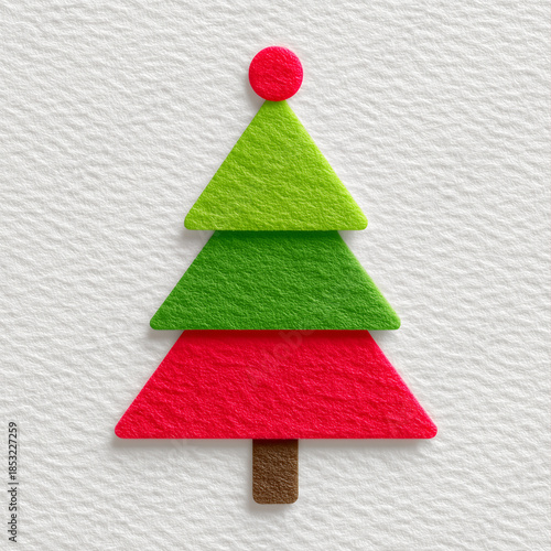 Christmas illustration tree decoration with geometric shapes for holiday background and minimal festive design