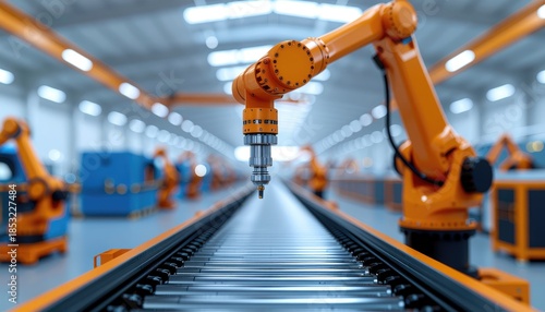 Wallpaper Mural High-Precision Industrial Robotic Arm with Metallic Textures in Modern Smart Factory Torontodigital.ca