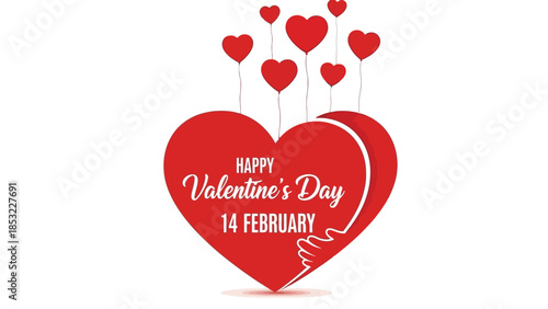 Happy valentine's day card. Happy valentine's day with heart balloons. Happy valentine's day 14 February