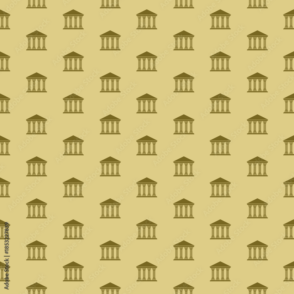 Naklejka premium Bank or Government building seamless pattern isolated on color background