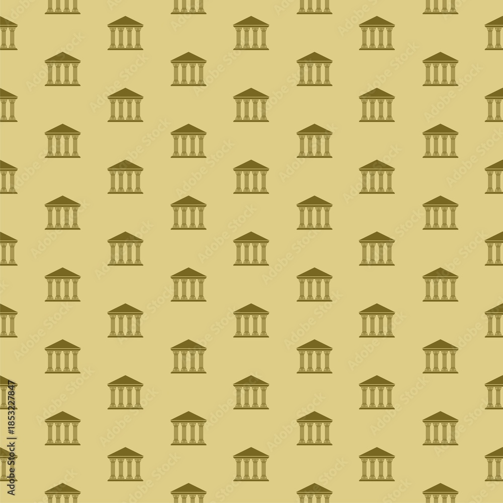 Naklejka premium Bank or Government building seamless pattern isolated on color background