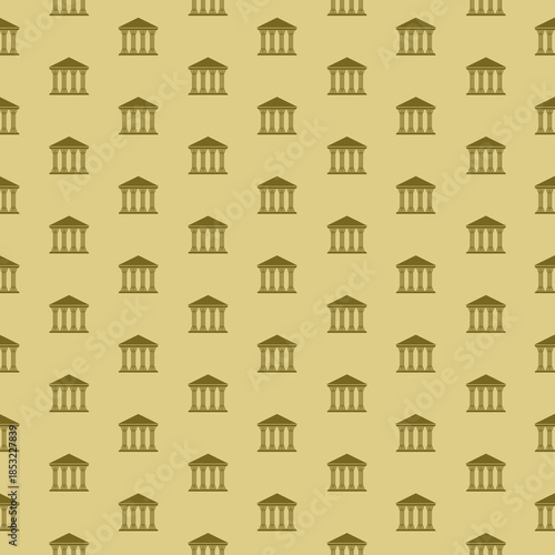 Bank or Government building seamless pattern isolated on color background