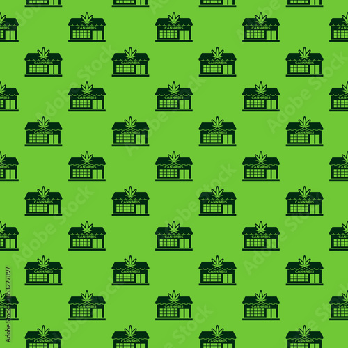 Cannabis store seamless pattern isolated on color background