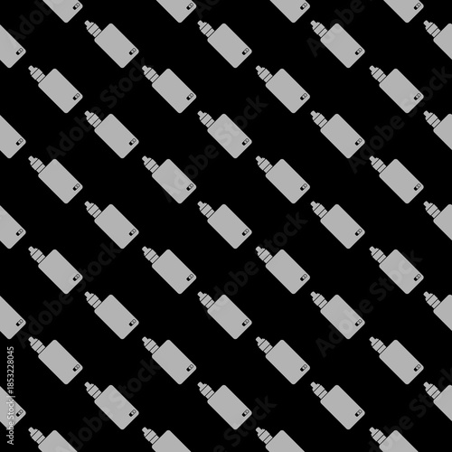 Vape e cigarettes smoking seamless pattern isolated on black background