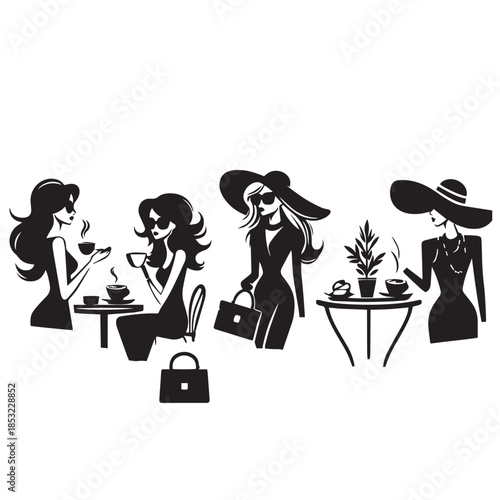 giirls silhouette sitting at cafe