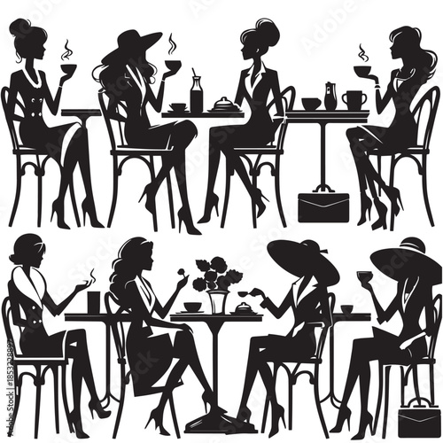 giirls silhouette sitting at cafe