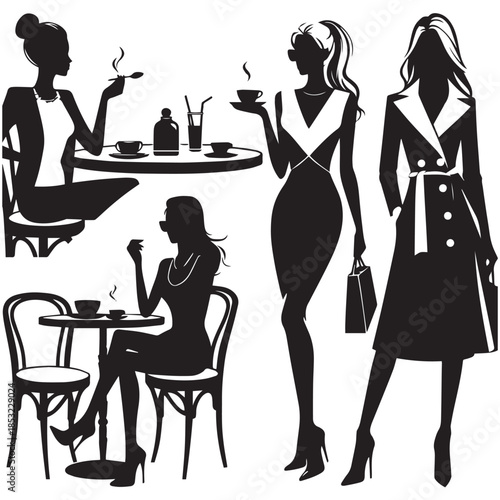 giirls silhouette sitting at cafe